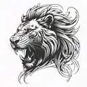 Combine the concept of blackout with a striking image of a roaring lion on your arm, representing power and confidence tattoo design idea