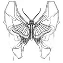 moth wings with skeleton head, rib cage and legs  tattoo design idea