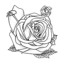 A simple full length white rabbit holding a black rose with stem  tattoo design idea