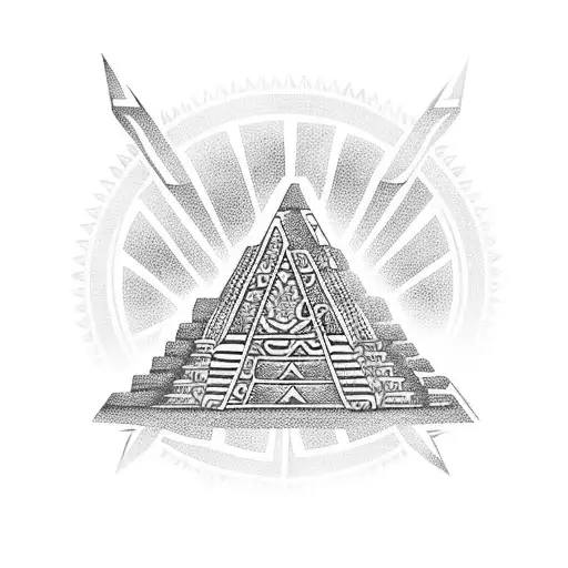aztec pyramids tattoo design idea