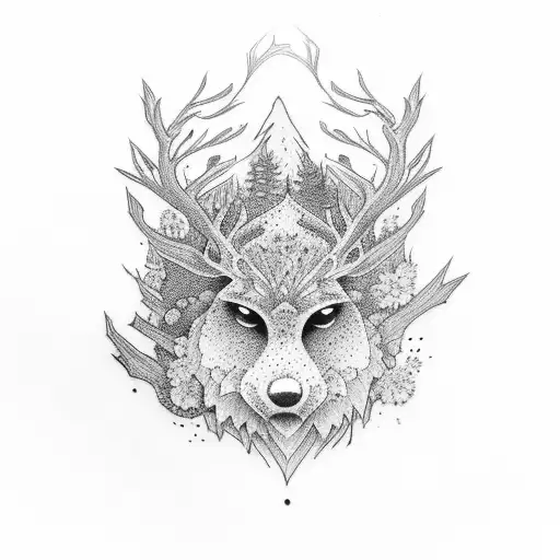 black dot forest tattoo design idea