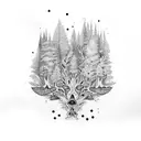 black dot forest tattoo design idea