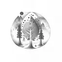 black dot forest tattoo design idea