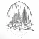 black dot forest tattoo design idea