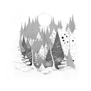 black dot forest tattoo design idea