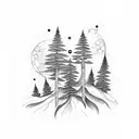 black dot forest tattoo design idea