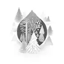 black dot forest tattoo design idea