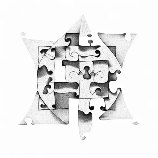 Autism Awareness puzzles with the word Tabitha tattoo design idea