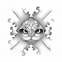 Autism Awareness puzzles with the word Tabitha tattoo design idea