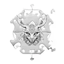 Autism Awareness puzzles with the word Tabitha tattoo design idea