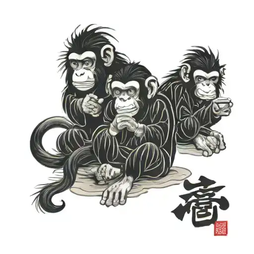 three wise monkeys tattoo design idea