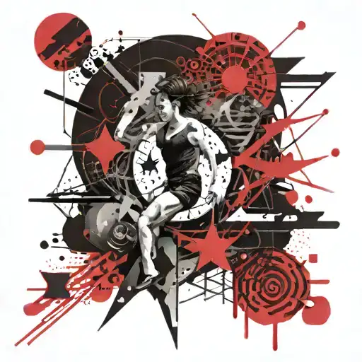 Stars, running time, Japan, Lines and geometry  tattoo design idea