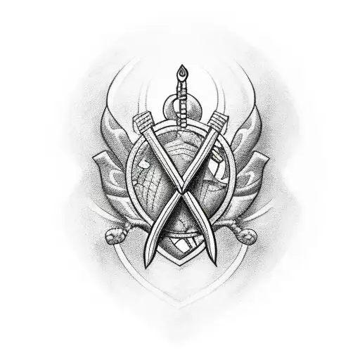 Cancer with a Ukrainian trident on the shell tattoo design idea