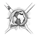 Cancer with a Ukrainian trident on the shell holding the planet Earth overhead tattoo design idea
