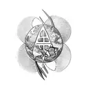 Cancer with a Ukrainian trident on the shell holding the planet Earth overhead tattoo design idea