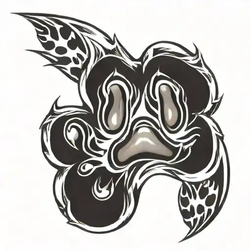 paw print inside tattoo design idea