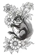 Squirrel Daisy tattoo design idea