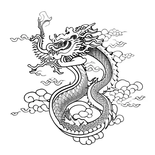 long flying Dragon sleeve chinese tattoo design idea