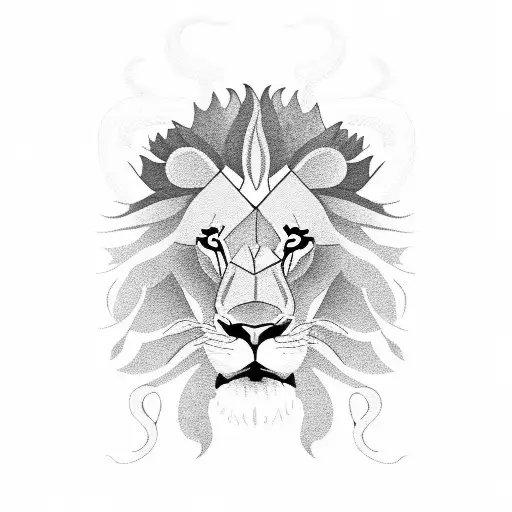 lion eating a snake sternum tattoo design idea