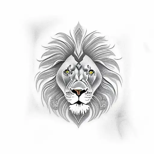 Lion hindu aum chest tattoo design idea