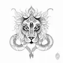 hindu lion eating a snake sternum tattoo design idea
