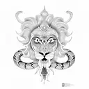 hindu lion eating a snake sternum tattoo design idea