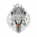 Hindu Lion chest eating a snake tattoo design idea