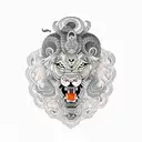 Hindu Lion chest eating a snake tattoo design idea