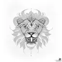 lion eating a snake sternum tattoo design idea