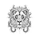 lion eating a snake sternum tattoo design idea