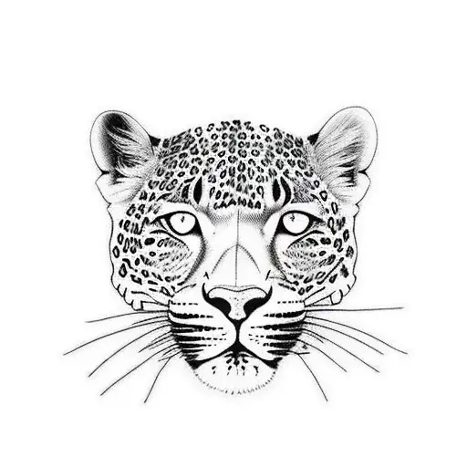 leopard with eyes instead of rosettes on his body tattoo design idea