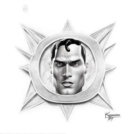 kingdom come superman. he should look down and his eyes should be shaded tattoo design idea