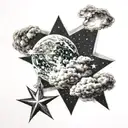 night sky with stars and clouds tattoo design idea