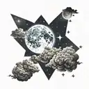 night sky with stars and clouds tattoo design idea