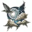 night sky with stars and clouds tattoo design idea