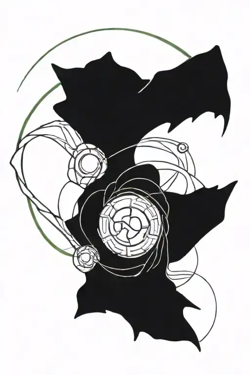 rayquaza and sheng long intertwined with dragon balls and pokeballs tattoo design idea