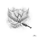 firebird guitar phoenix combination tattoo design idea