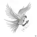 firebird guitar phoenix combination tattoo design idea