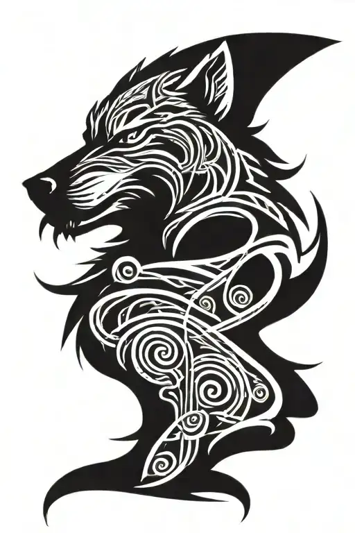 angry wolf head tattoo design idea
