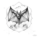 Bat wing with mountain tattoo design idea
