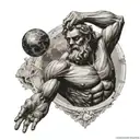 Greek Titan Atlas holding earth, with birthday 15-01-2024 sleeve tattoo design tattoo design idea