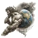 Greek Titan Atlas holding earth, with birthday 15-01-2024 sleeve tattoo design tattoo design idea