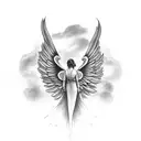 angel clouds wings tattoo design idea