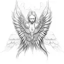 angel clouds wings tattoo design idea