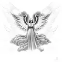 angel clouds wings tattoo design idea