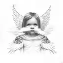 angel clouds wings tattoo design idea