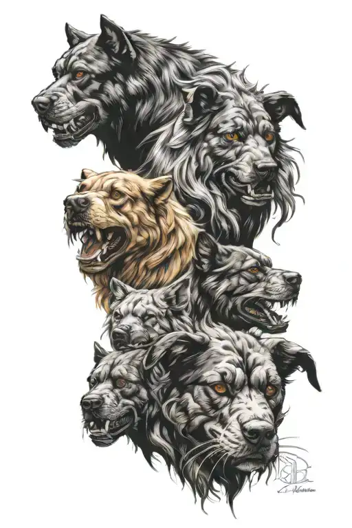 Cerberus 3 heads only tattoo design idea