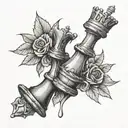 broken queen chess piece tattoo design idea