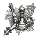 broken queen chess piece tattoo design idea