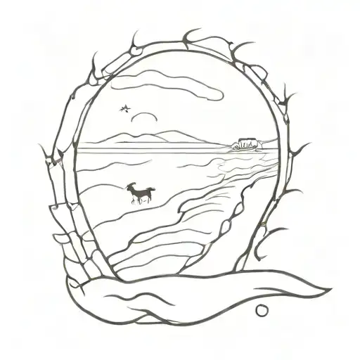 Footsteps leading to a Camino de Santiago clam  tattoo design idea